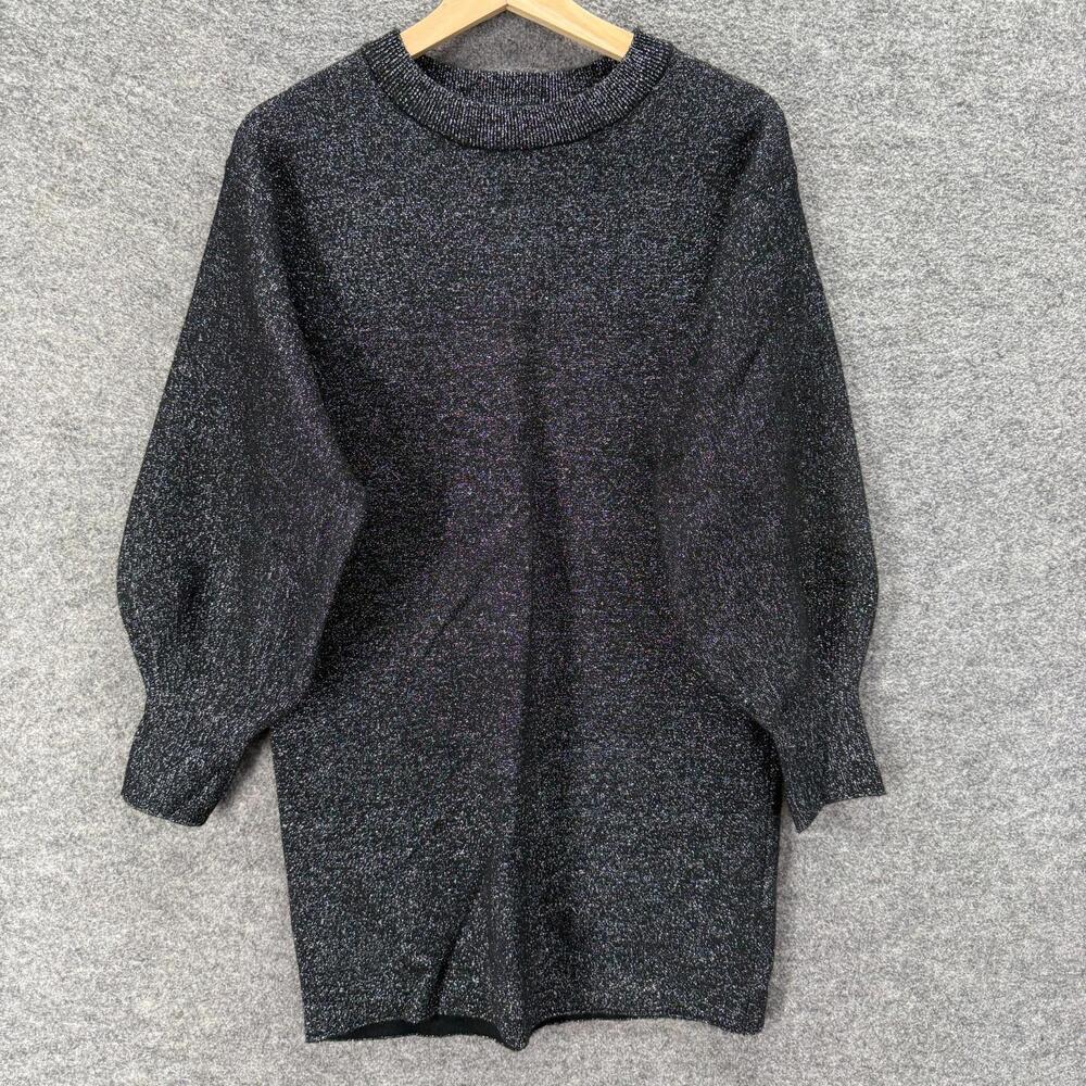 New H&M Mini Sweater Dress Women XS Gray Short Long Sleeve Crew Neck Casual